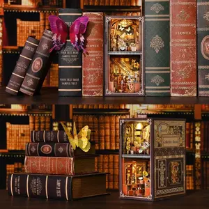 Book Nook Kit - DIY Miniature House Dollhouse Kit 3D Puzzles Detailed Assembly for Adults, Gifts for Family and Friends, Bookshelf Decor Tiny House Model Build