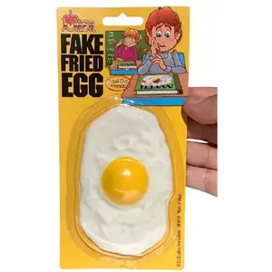 Fake FRIED FLAT RUBBER EGG Chicken Prop Yolk Gag Joke Prank Toy Play Food Funny