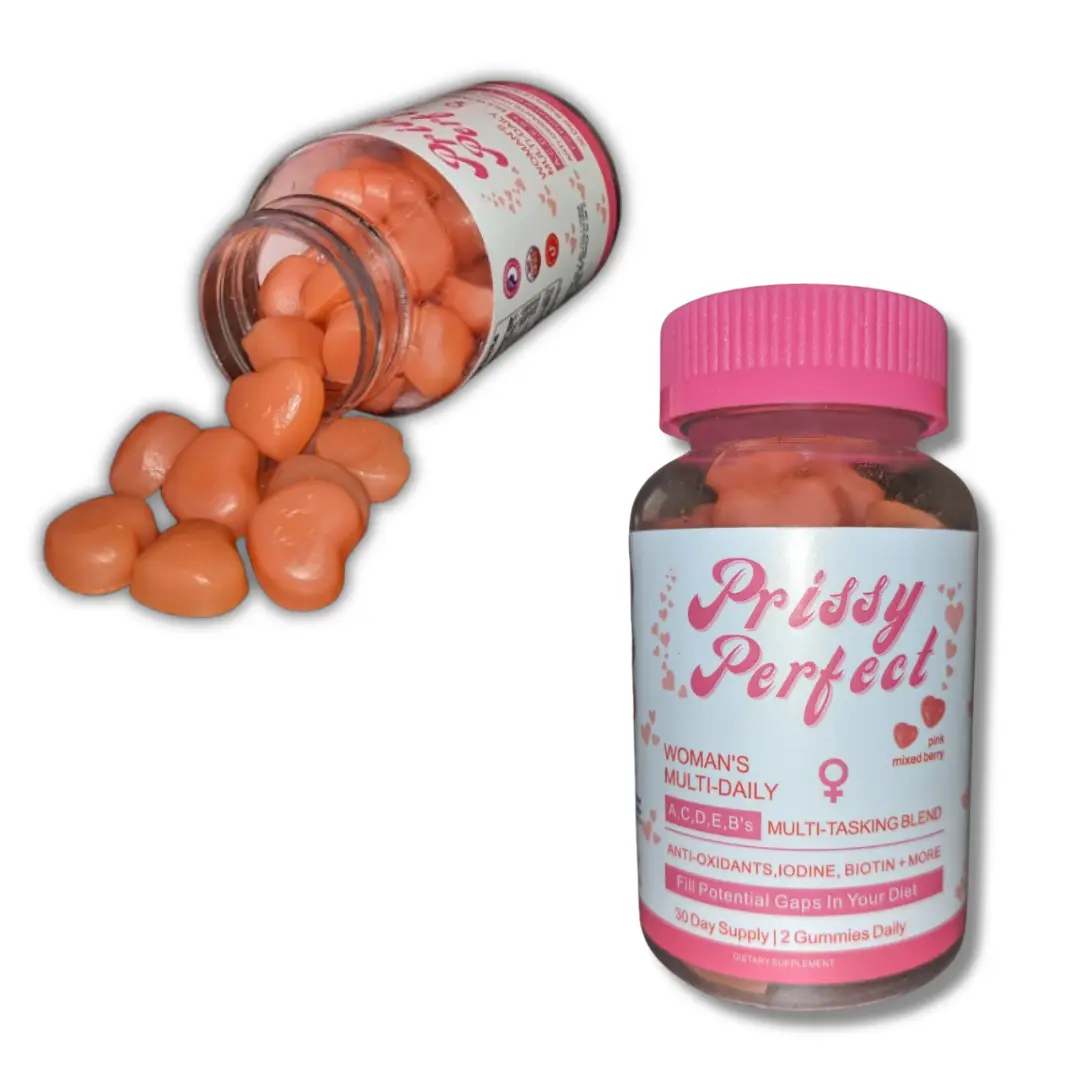 Prissy Perfect Women's Multivitamin Gummies, Vitamins A, D, C, E, Biotin, Folic Acid, Minerals & Organic Extracts, Adult Chewable Vitamin, Mixed Berry Flavor