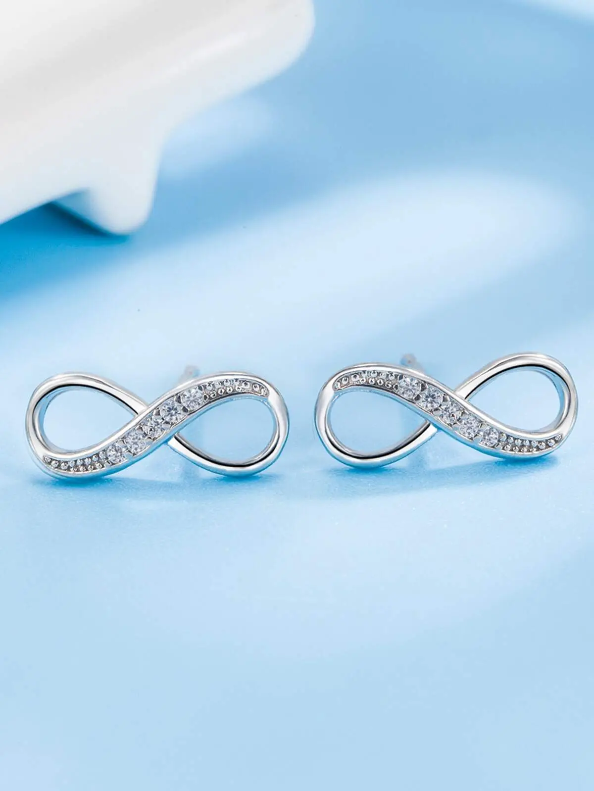 Rhinestone Decor Infinity Design Stud Earrings