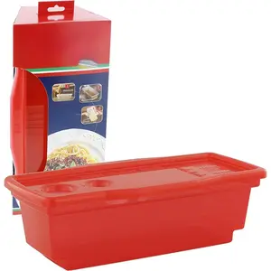 Microwave Pasta Cooker-Pasta (Red) No Mess, Sticking or Waiting For Boil- Perfect Al Dente Every Time- for Dorms, Small Kitchens, or Offices