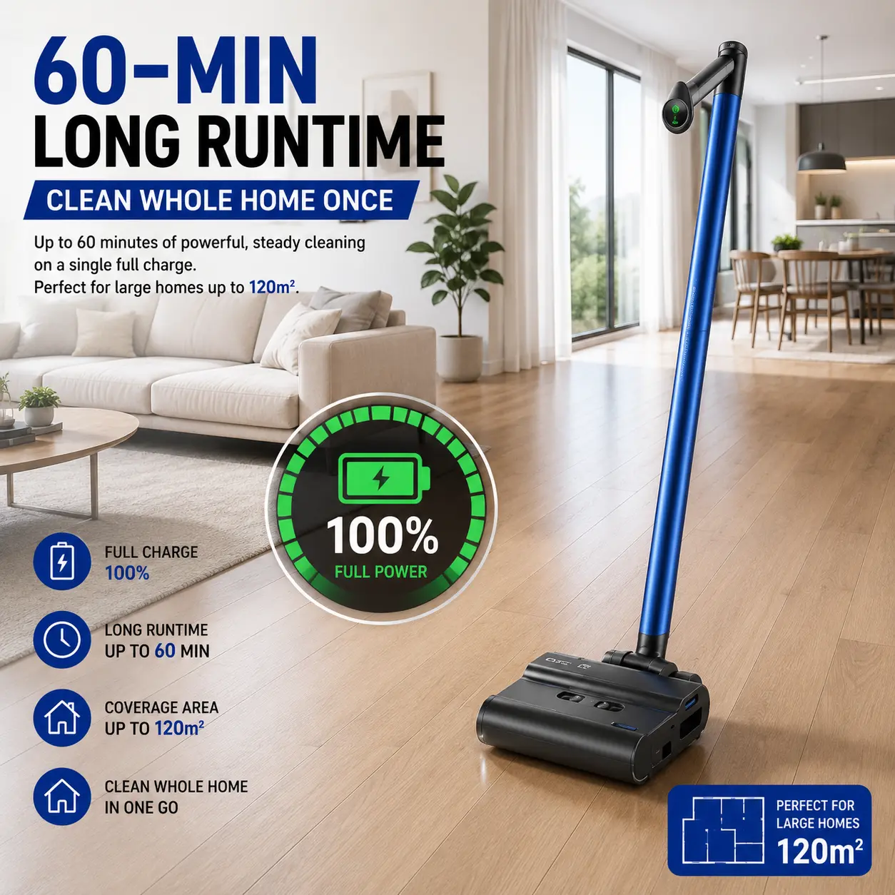 DISEA D7 Cordless Floor Washer, Filter-Free Design, 60 Mins Runtime, 36W Low Power, Zero Consumables, All-In-One Floor Cleaning Machine for Household