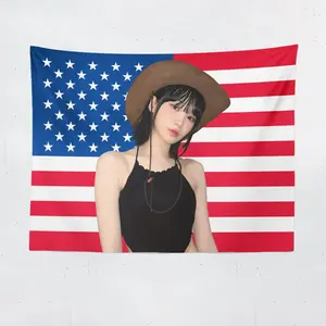 Chaewon American Flag Kpop Cowgirl Tapestry