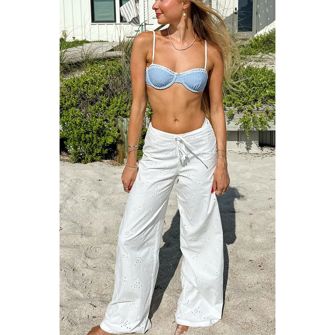 Poppet White Broderie Anglaise Cotton Pants