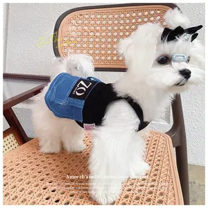 Dog Clothes Maltese Vest Dress Yorkshire Small Dog Pet Suspender Dress Denim Dress breathable spring
