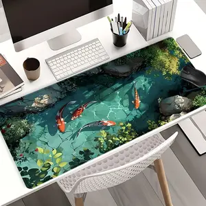 Extra Large Modern Office Koi Pond Mouse Pad Minimalist Gaming Desk Pad 35x16 Inch Computer Keyboard Mousepad with Non-Slip Rubber Base Durable Stitched Edge Office Supplies Perfect Gift for Home and Office Gaming Desk Accessory