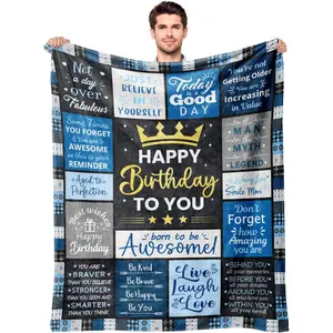 Birthday Gifts for Men Blanket 60"X 50" Unique Gifts for Men Happy Birthday Decorations Mens Birthday Gifts Ideas for Dad Grandpa Boyfriend Husband (60"X50", Mens Birthday)