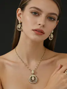 4pcs/set Stainless Steel Heart Necklace Earrings Ring Set, Zircon Micro-Setting, Elegant Jewelry for Daily Wear, Wedding, Anniversary, Gift