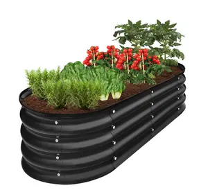 4x2x1ft Outdoor Raised Metal Oval Garden Bed, Planter Box for Vegetables, Flowers