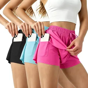 High Waisted Athletic Skirt with Built-in Shorts & Phone Pocket - Trendy Pleated Workout Skort for Women Running Tennis Gym Fitness Womenswear Bottom Basic Minimalist