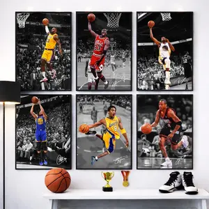 NBA Legends Poster Set, Michael Jordan LeBron James Kobe Bryant Curry Iverson Durant, Basketball Wall Art ( Unframed-Print Only )