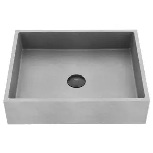 Coca Gothic Grey Vessel Sink – Handmade Concreto Stone™, Rectangular Above-Counter Design, Scratch Resistant, ADA & cUPC Certified