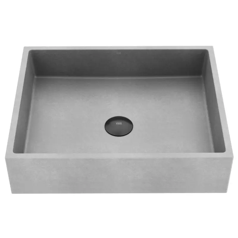 Coca Gothic Grey Vessel Sink – Handmade Concreto Stone™, Rectangular Above-Counter Design, Scratch Resistant, ADA & cUPC Certified