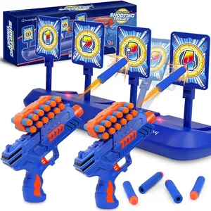 Digital Shooting Targets with 2 Foam Dart Toy Blaster, Kids Shooting Game Toys, Electronic Scoring Auto Reset 4 Targets, Birthday for Ages 5 6 7 8 9 10+ Years Old Kids Boys Girls