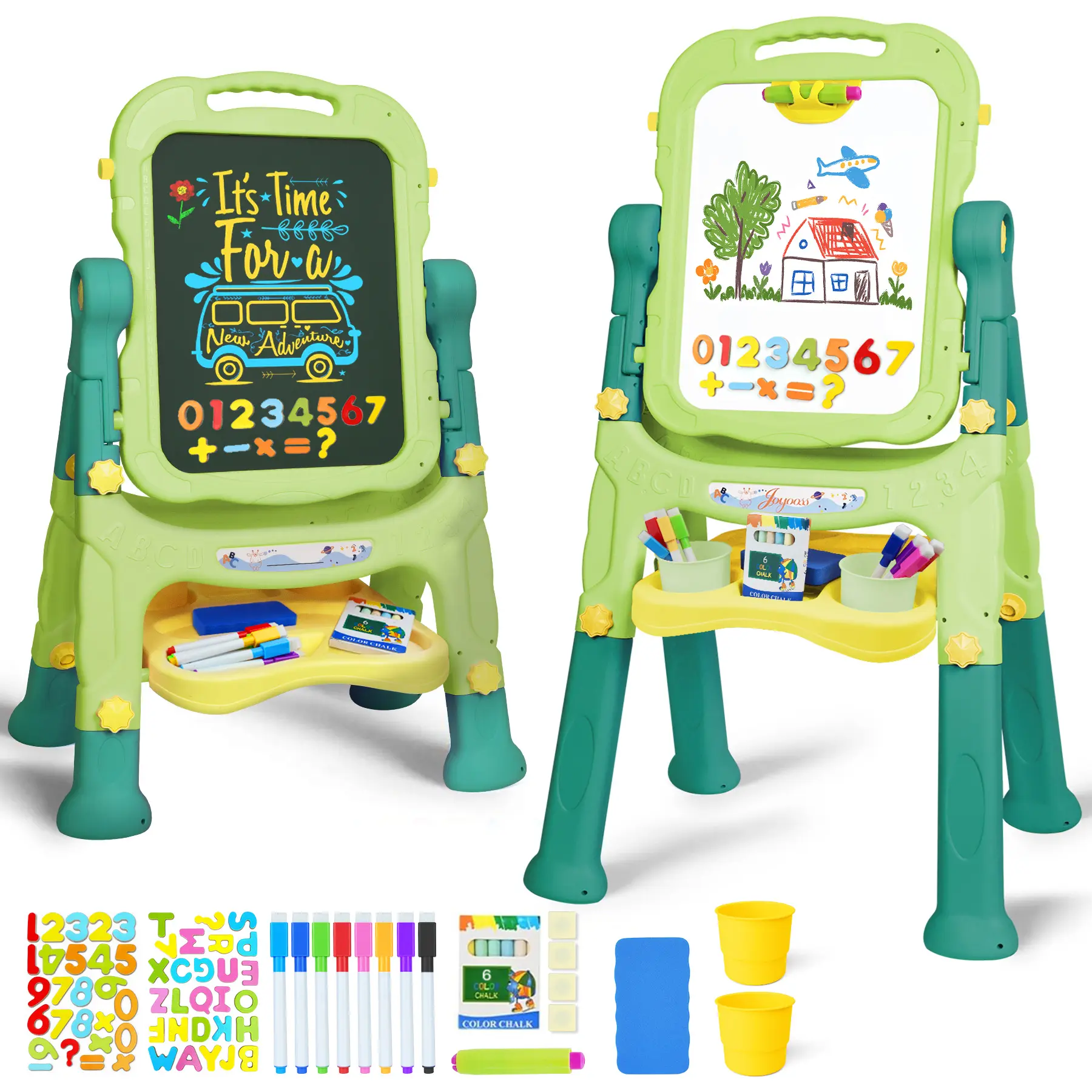 Joyooss Kids Easel, Adjustable Standing Art Easel for Toddler, Double Magnetic Drawing Board with Painting Accessories, Birthday Christmas Gift for Little Boys and Girls, Middle Size Purple Crafts Colorful Play Fun