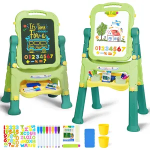 Joyooss Kids Easel, Adjustable Standing Art Easel for Toddler, Double Magnetic Drawing Board with Painting Accessories, Birthday Christmas Gift for Little Boys and Girls, Middle Size Purple Crafts Colorful Play Fun