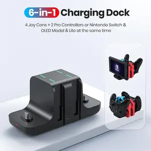 6-in-1 Charging Station for Nintendo Switch, Fast Controller Charger Dock
