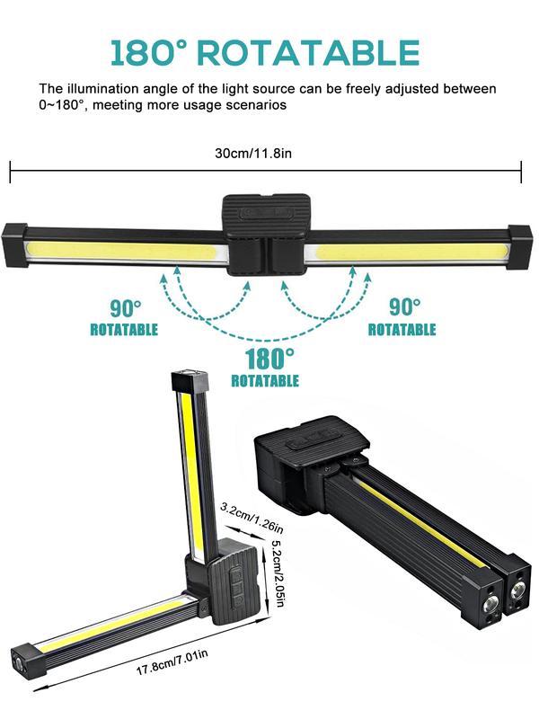 Gym Light for Posing -Portable Magnet LED Flashlight with Hanging Hook,180Folding Magnetic Work Light,7th Gear Dimming,Ideal Gym Lamp for Bodybuilding & Photography Usb Rechargeable Headlamp survival supplies