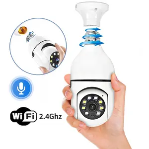 Indoor Home Security Light Bulb Camera, 2.4G Wireless WiFi, 360° Panoramic View, Full Color Night Vision, Human Detection, Two-Way Audio, E27 Screw-in Design for Living Room Use