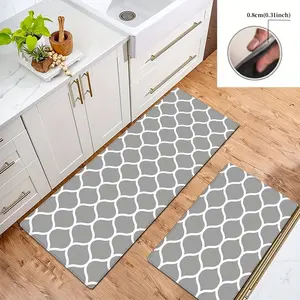 Anti-Fatigue Kitchen Mat Set, Memory Foam Standing Mats, Waterproof Non-Slip, 17.32x29.52 + 17.32x59.05, 0.31 Inch Thick
