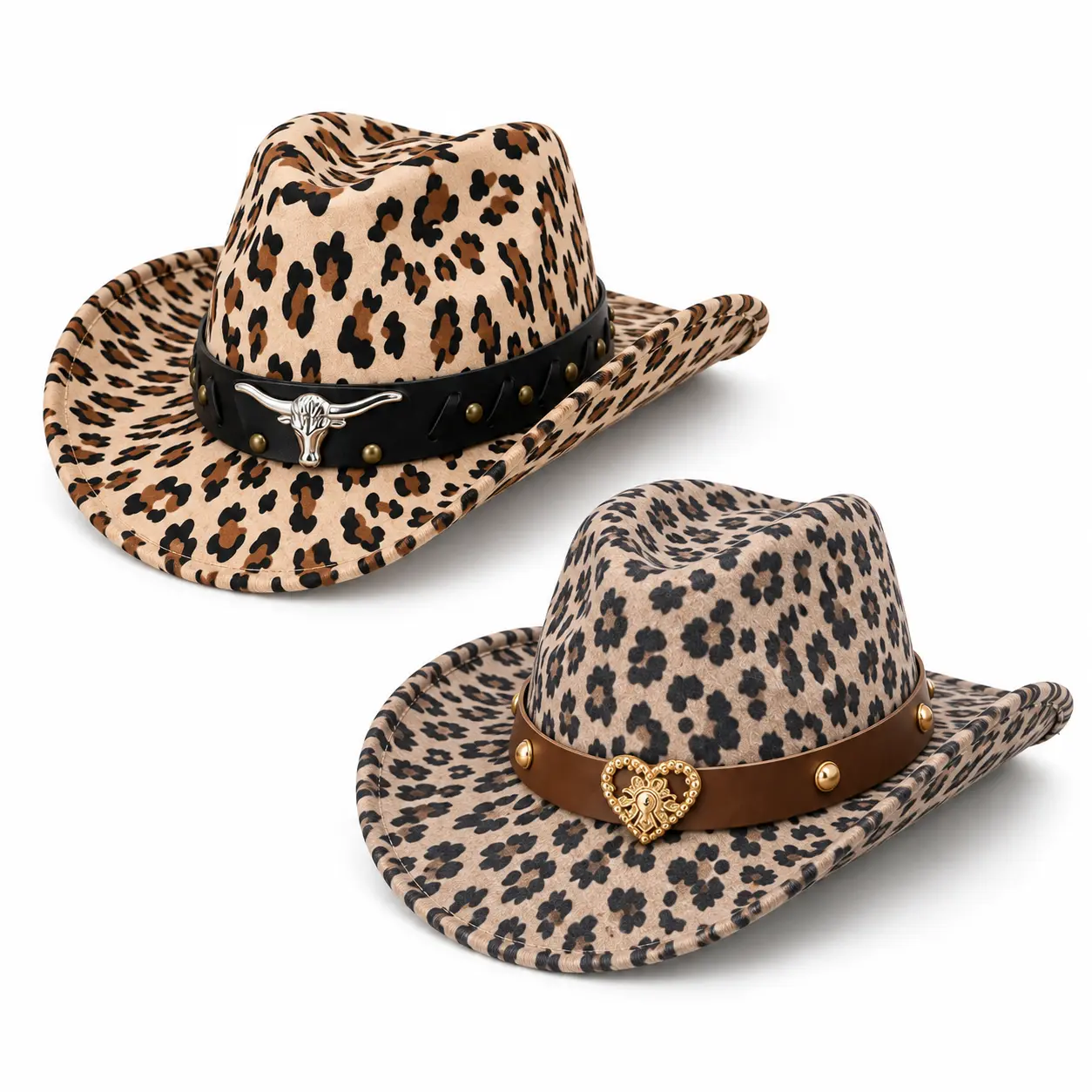 Unisex Leopard Print Wool Felt Fedora Hat - Retro British Jazz Western Style, Casual Beachwear Cool Hat with Wild Retro Flair, Face-Slimming Fit for Concerts (Clearance)
