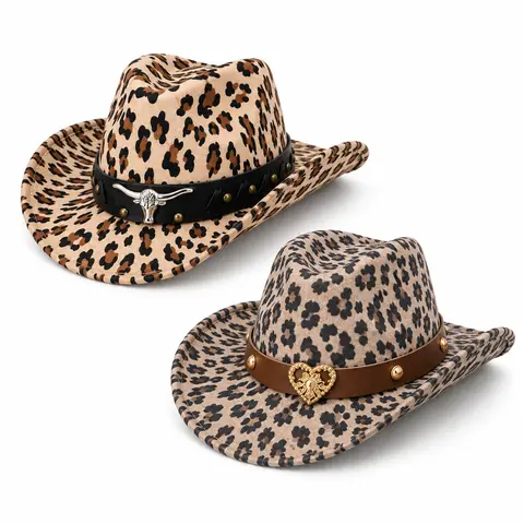 Unisex Leopard Print Wool Felt Fedora Hat - Retro Western Jazz Style, Adjustable 56-58, Face-Slimming Fit, Casual Beachwear Hat for Daily, Evening Use