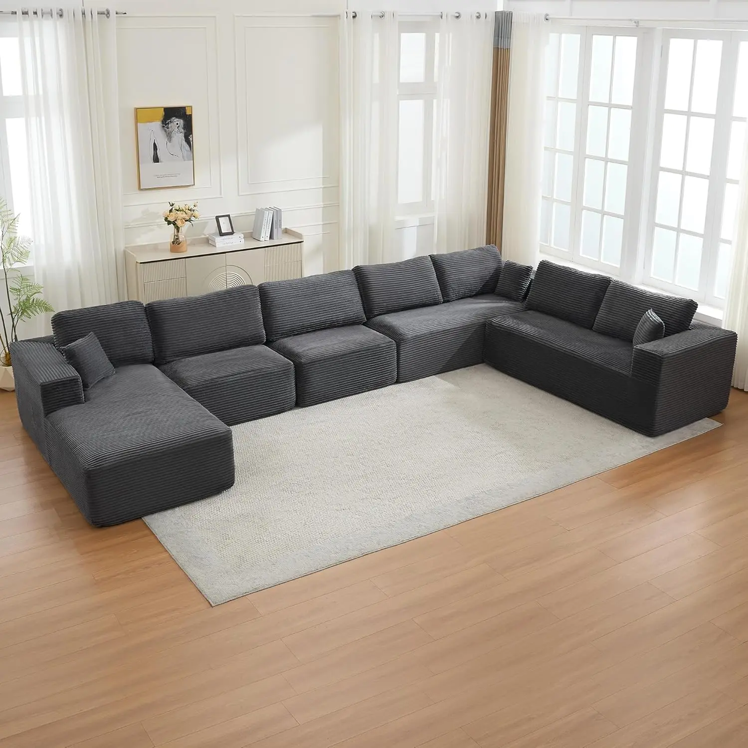 Grey-6 Seater - U Shape