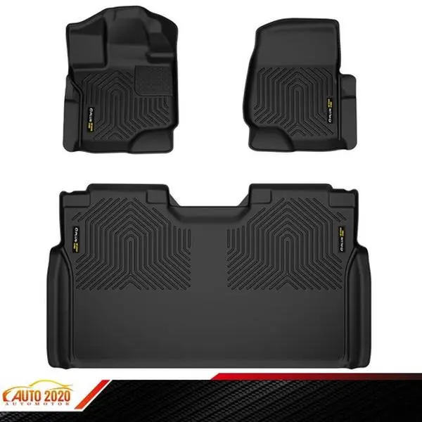 TPE 3D Anti-Slip Floor Mats Liners - Car Accessories for 15-24 Ford F150 Super Crew, Weatherbeater Black Custom Fit Mats