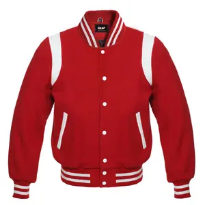Letterman Baseball Collage School Varsity Jacket Red Collar Knit