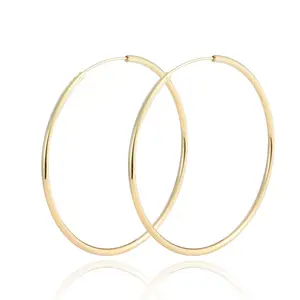 18k Layered real gold filled endless hoop earrings #18