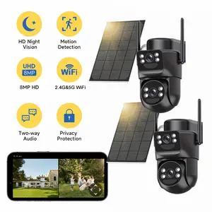 Security Cameras Outdoor WiFi 5G 2.4G Solar Power Dual Lens Motion Detection Night Vision 2-Way Audio Weather Proof No Subscription Fee