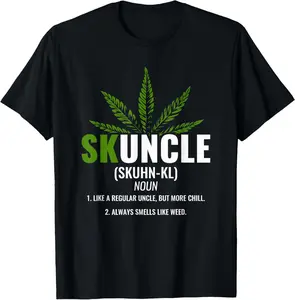 Uncle Weed Smoker Skunkle Marijuana Uncle Funny Pot Smoki T-Shirt