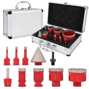 Air-Powered Brazed Diamond Core Drill Bits Set – 11PCS Precision Tile Hole Saw Kit (6-65mm) for Porcelain, Ceramic, Marble, Granite – Durable, High-Efficiency, Smooth Edge Finish, Dry/Wet Use
