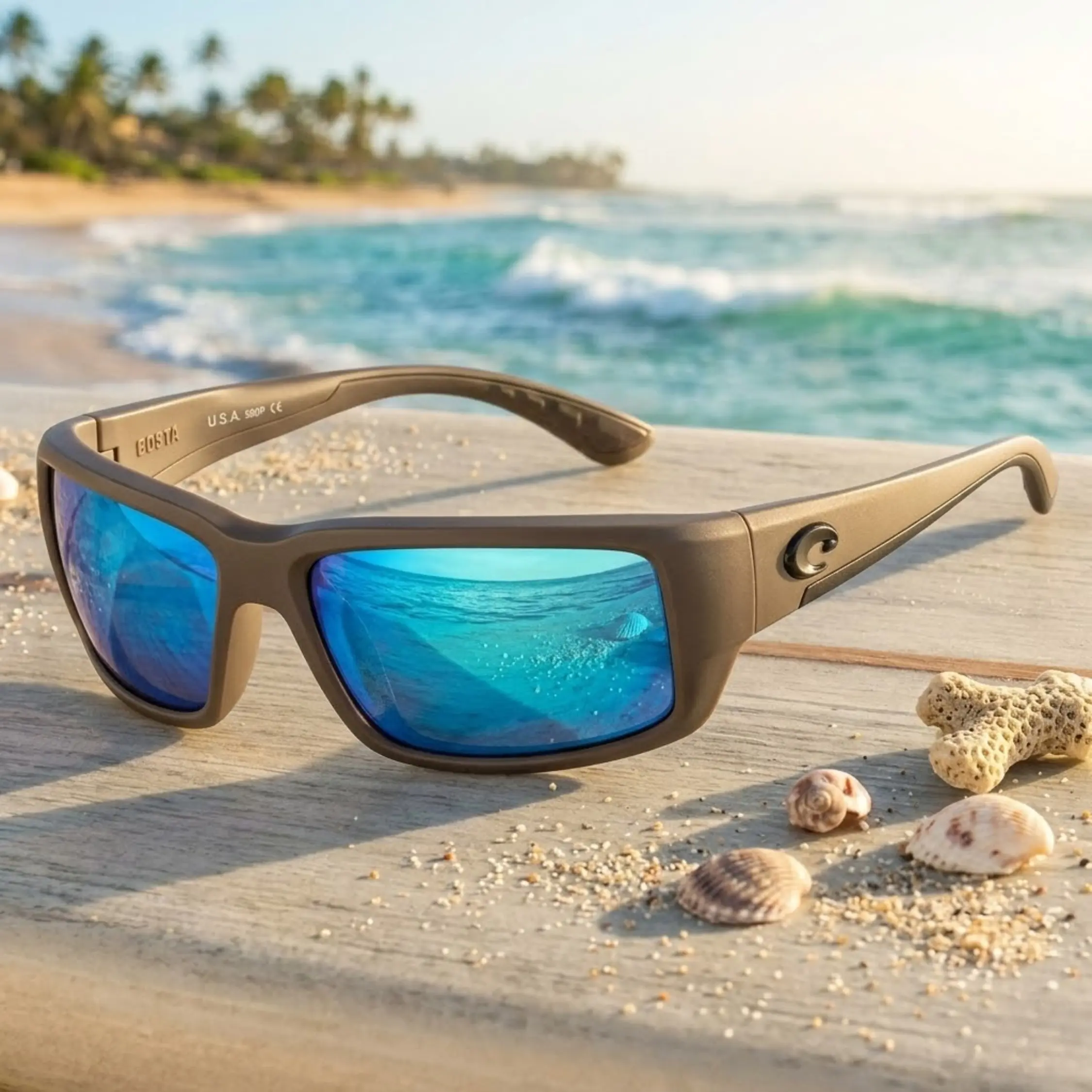 Costa Del Mar Sunglasses for Men - Fantail Mens Polarized Sunglasses, UV Protection for Fishing, Boating & Beach 580G Size 59