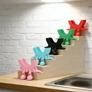 Funny Dish Sponge Display Holder with Water Drain - Sponge Daddy & Dish Mommy Sink Organizer, Compact, Lightweight, Easy to Move, Hygienic, Fun Modern Design for Kitchen Use