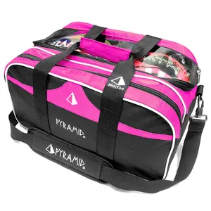 Pyramid Path Double Tote Plus Clear Top Bowling Bag (Black/Hot Pink)