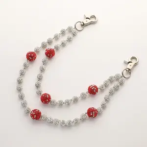 Hip Hop Red Bead Pants Chain, Bling Street Style Jewelry, Rapper Fashion Chain for Men & Women