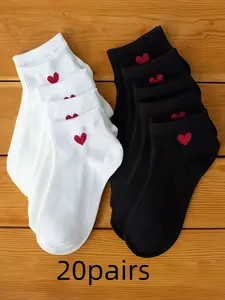 Women's Colorful Mixed Pattern Socks, Heart Design, Comfortable Breathable Anti-Odor, Ideal for Spring Summer Daily Wear