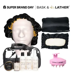 Mother's Day Special Set | Travel Essentials Hair Care Set, Double Lined Satin Bonnet & Pillowcase, Pink Scalp Massager | Help Support Thicker, Fuller Hair, Alopecia Support | Hair Growth Essentials