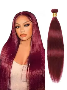 Burgundy Bundles Straight Human Hair 99J Bundles Hair Extension Straight 1 Bundle Burgundy Red Unprocessed Brazilian Virgin Hair For Women Single Bundle
