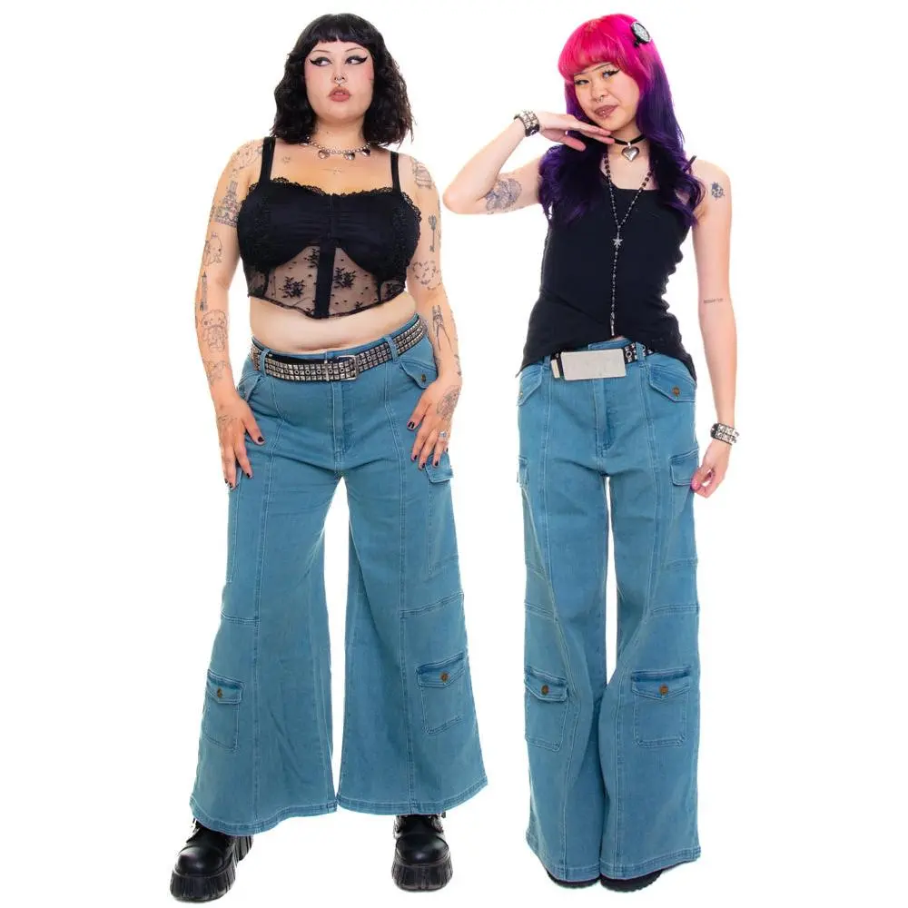 Reggie Blue Denim Cargo Baggies