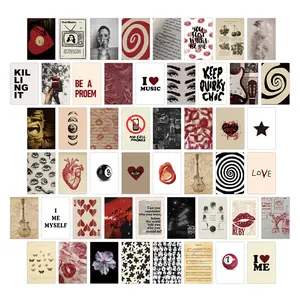 50pcs Downtown Style Postcards Set, Frameless Small Posters Rectangle Design, Wall Art Prints Unframed Art Print Collage Kit for Bedroom Room Aesthetic, Vintage Photo Collection for Dorm Home Decor, Unique Gifts