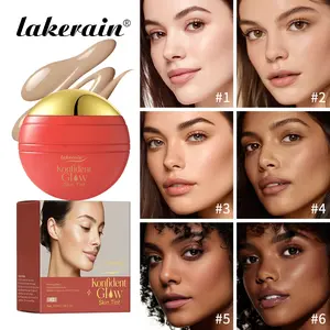 Long-lasting Glow Foundation,  Longwear Liquid Foundation, Waterproof & Sweatproof Skin Tint, Lightweight Highlighter, Multi-Layer Concealing, Even Skin Tone Without Dullness, Smudge-Proof & Fade-Proof, 6 Shades for All Skin Tone, Concealer