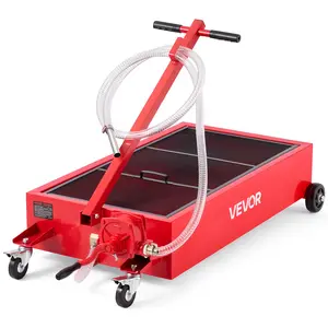 VEVOR Low Profile Oil Drain Pan,  20 Gallon Capacity, Rolling Oil Drain Pan with Manual Pump, 7.2 ft Hose & T Folding Handle, Leak-proof & Corrosion-resistant, Fit for Cars, SUVs, Trucks, ATVs, Red