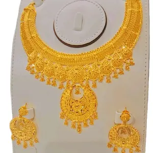 Gold Plated Necklace Set with Elegant Design and Matching Earrings Gold Plated Jewelry Set