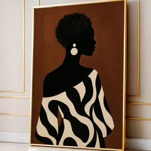 African American Black Woman Wall Art Print, Afrocentric Home Decor, Graceful Abstract Artwork, Modern Fashionable Glamour Chic Illustration