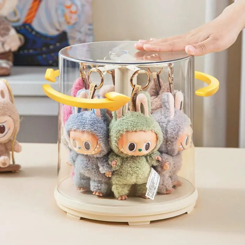 360-Degree Rotatable Transparent Durable Plastic Storage Display Box - Compact & Essential Home Storage Organizer Rack for Plush & Doll Ready Items, Keychains