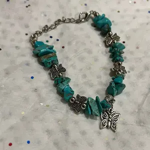 Blue Butterfly Bracelet 14cm - 19cm Adjustable Length with Blue Stones & Butterfly Charms Unique Accessory for Any Outfit