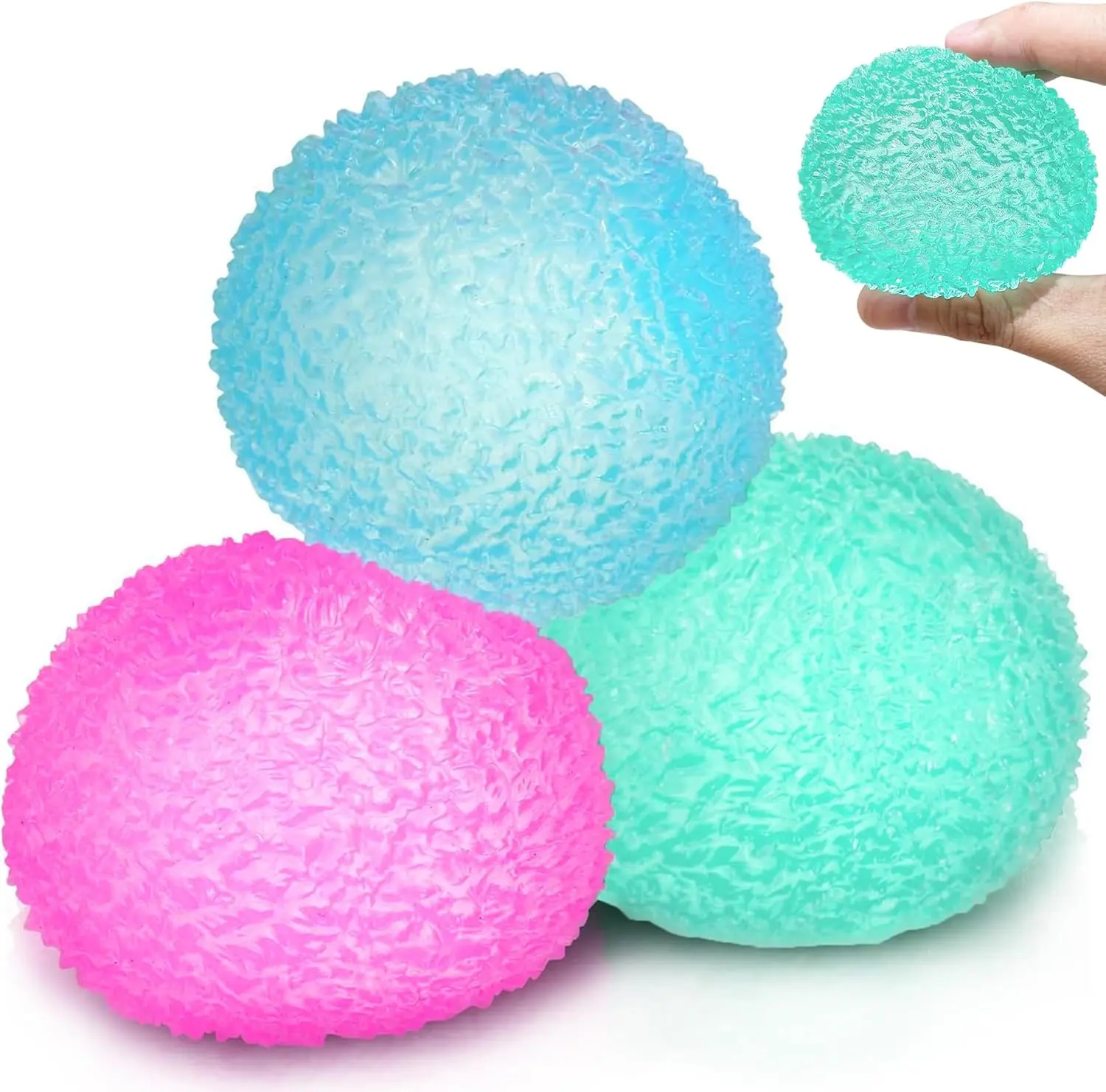 3pc Stress Balls for Adults, Squishy Ball Sensory Textured Memory Gel Fidget Toys for Kids/Adults Hand Exercises, Valentines Day Party Favors Anxiety Relief Squeeze Ball(1.80“)
