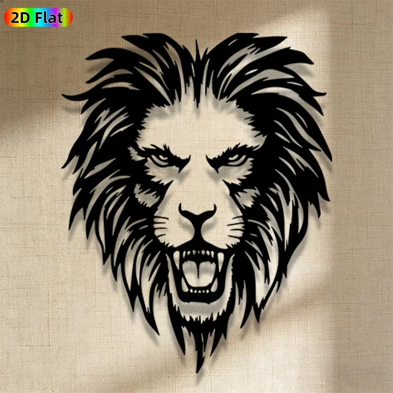 1pc Avant - Garde Lion Head Metal Wall Art, Avant - Garde Lion Head Statue Mural, Iron Craft, Perfect for Living Room, Garden, Zoo Corner Decor, Highquality Engraving, Artistic Metalwork, Christmas Decor, Ideal Gift for Trend Seekers